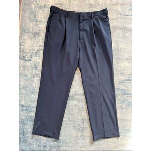 Haggar Navy Blue Pleated Front Classic Fit Premium Comfort Dress Pant 40 x 32